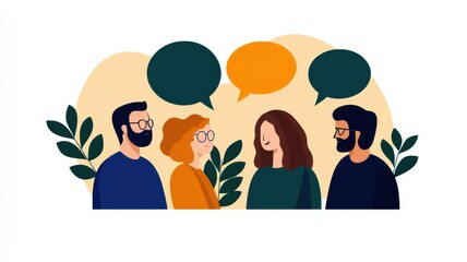 Employee satisfaction survey, team feedback, flat design illustration