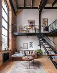 Wall Mural - Interior of a cozy industrial-inspired apartment