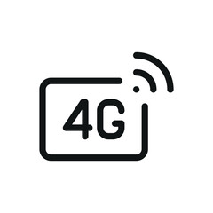 Poster - 4G sim card isolated icon, 4G technology label vector symbol with editable stroke