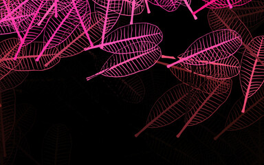 Poster - Dark Pink vector elegant pattern with leaves.