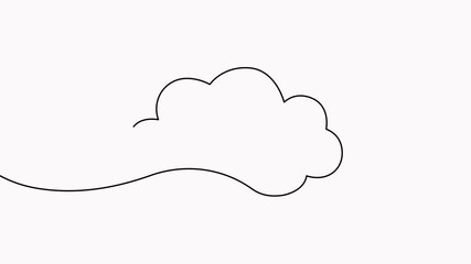 Poster - Cloud continuous one line drawn animation. Sky linear symbol animated video.