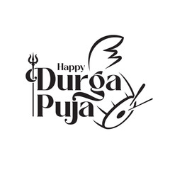 Wall Mural - Happy Durga Puja Festival Typography Design Template