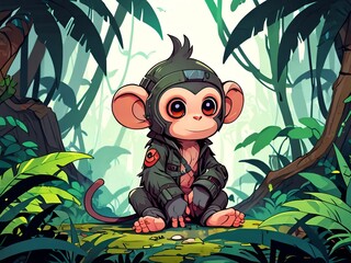 Poster - A Friendly Jungle Monkey