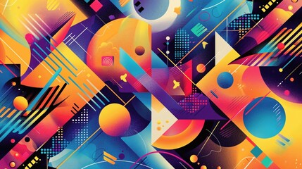 Poster - Abstract Geometric Background with Bright Colors and Shapes