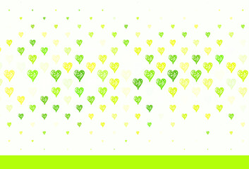 Wall Mural - Light Green, Yellow vector pattern with colorful hearts.