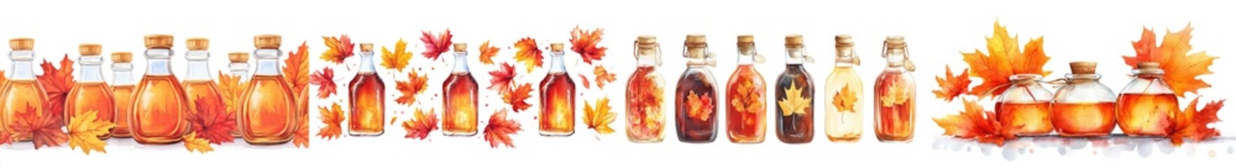 Aufkleber - An illustration of maple syrup made from watercolor and isolated against a white background.