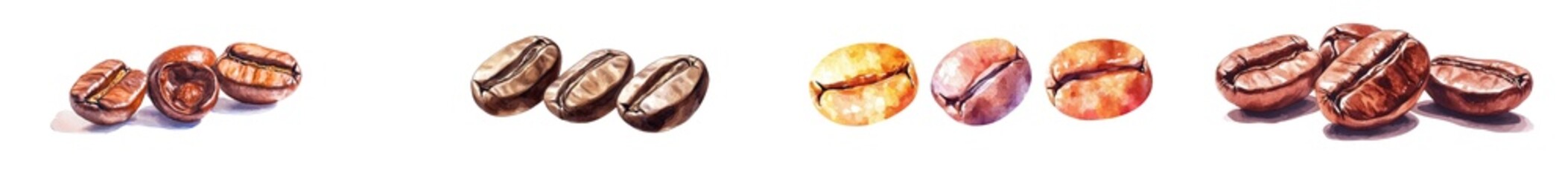 Poster - Isolated background with a brown coffee bean illustration in watercolor.
