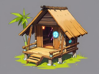 Poster - Tropical Hut Illustration