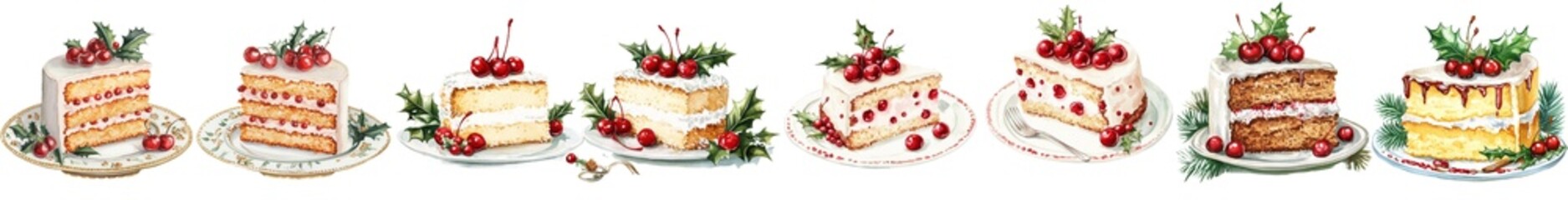 Poster - Layer cake clipart with isolated background, watercolor illustration.