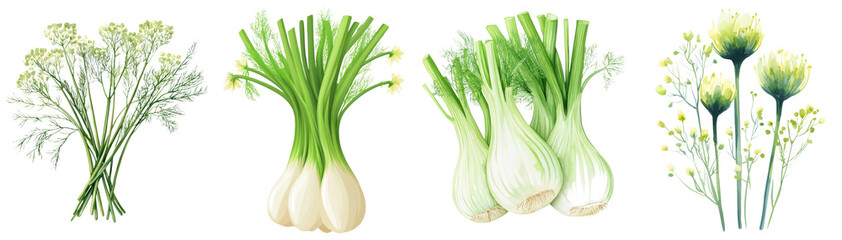Poster - Dill, green, watercolor clipart illustration on a white background.