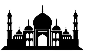 islamic mosque silhouette vector, black silhouette mosque vector illustration