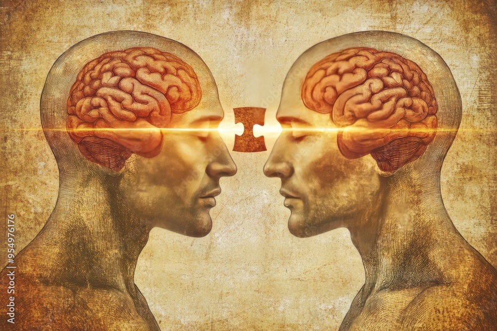 Meningioma Sentient Stone carvings of two faces with visible brains ...