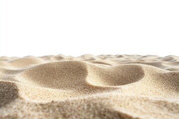 Wall Mural - beach sand from front view, on white isolated background , ai