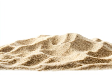 Wall Mural - beach sand from front view, on white isolated background , ai