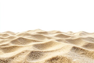 Wall Mural - beach sand from front view, on white isolated background , ai