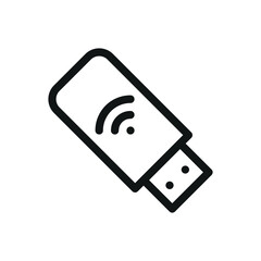 Poster - 4G LTE USB Modem isolated icon, USB stick modem vector symbol with editable stroke