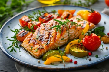 Wall Mural - Grilled salmon with garnish