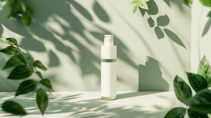 Skin care product, mockup photography of cream, serum or balm tube. Natural, vegan and bio cosmetics on a clean and floral background. Concept: beauty and cosmetics, body and skin care, nourishing and