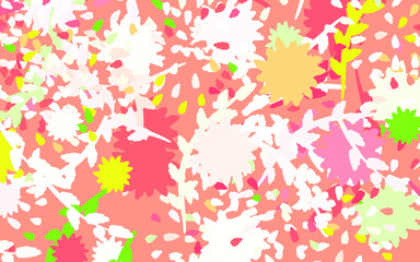 Poster - Light Pink, Yellow vector doodle pattern with flowers