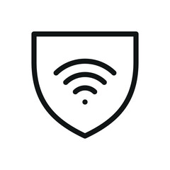 Sticker - Protected wireless network isolated icon, shield with wifi signal vector symbol with editable stroke