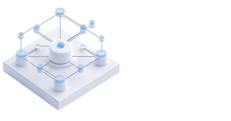 Wall Mural - Abstract Network Connection Isometric Design