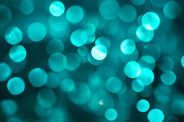 Poster - bokeh effect with shimmering turquoise orbs creating a vibrant, dreamy atmosphere for artistic backg