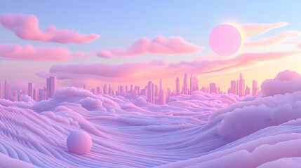 Wall Mural - Dreamy Pink Clouds at Sunset Sky