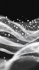 Poster - An elegant abstract wave texture featuring shimmering sparkles against a dark backdrop, evoking a serene and dreamlike atmosphere