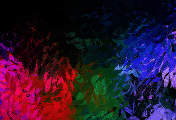 Poster - Dark Multicolor vector doodle template with leaves.