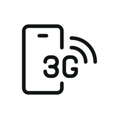 Poster - 3G mobile network isolated icon, mobile phone with 3G network signal vector symbol with editable stroke