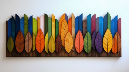 Wall Mural - Colorful Wooden Leaf Wall Art Decor