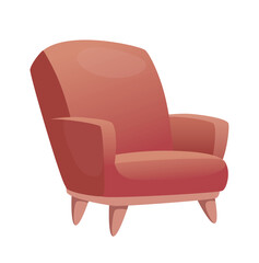 Poster - Comfortable red armchair illustration depicting modern furniture for home decor enthusiasts with smooth curves and a sleek design flat vector illustration