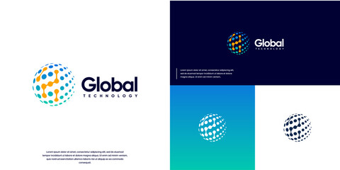 abstract global molecules future technology, artificial intelligence, vector design illustration.