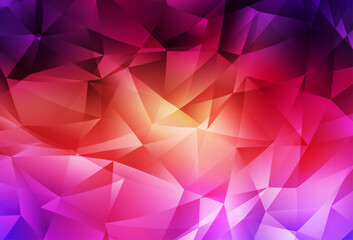 Poster - light pink, yellow vector triangle mosaic template.