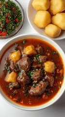 Wall Mural - Beef Stew with Dumplings and Parsley Salad