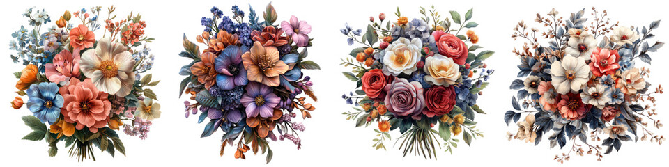 Wall Mural - composition bouquet - artistic floral arrangement isolated on clear background png highly detailed