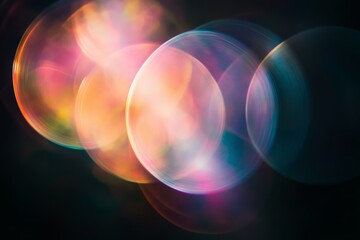 Poster - Colorful light patterns blending in abstract form, creating vibrant visual effects in a dark background