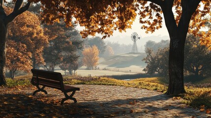 Sticker - Autumn Tranquility in a Scenic Countryside Landscape