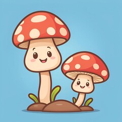 Poster - Cute Cartoon Mushrooms