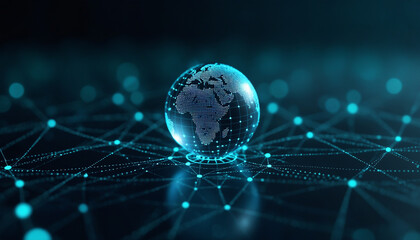 Poster - global network icon with connected nodes: a global network icon featuring connected nodes, represent