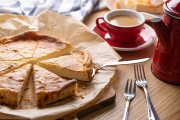 cottage cheese casserole and coffee for breakfast