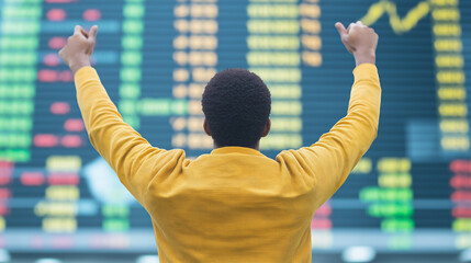 Wall Mural - Person happy about stock market results