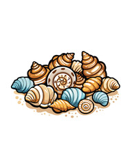 Wall Mural - Editable vector illustration of a group of seashells with editable strokes.