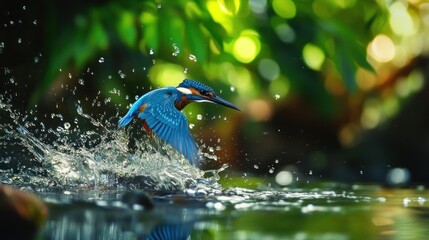 Poster - Kingfisher Diving into Water