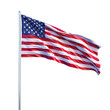 © Ruslan - US flag on a flagpole fluttering in the wind on transparent background PNG