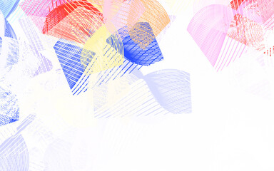 Poster - Light Blue, Red vector backdrop with memphis shapes.