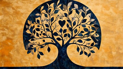 Wall Mural - Decorative Tree of Life Silhouette in Autumn Palette