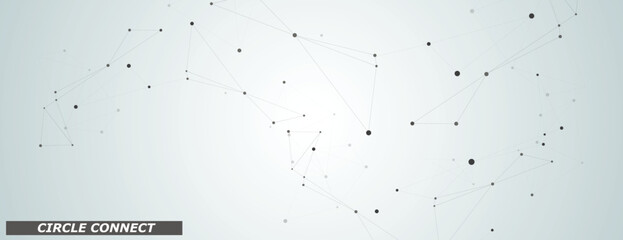 Fototapete - Connect background with line and dots. Technical network design