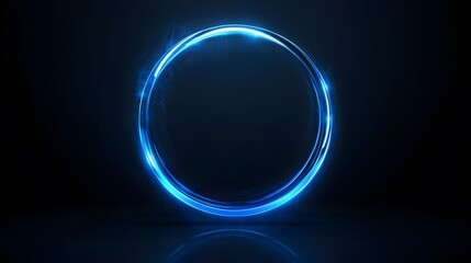 Technology blue circle light stage on black background