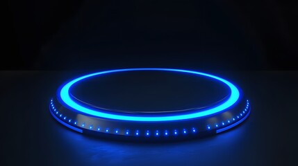 Wall Mural - Technology blue circle light stage on black background